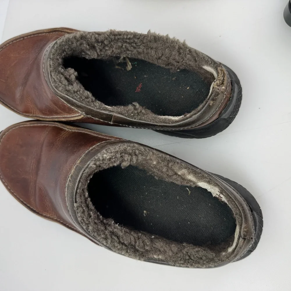 Merrell Encore Clogs Men 10 Brown Leather Sherpa Lined Slip On Comfort Outdoor